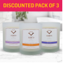 Discounted pack of 3 organic candles - Tranquility, Uplift and Revive Aurra Organics 100% Certified Organic Candles - Normal SRP £149.94